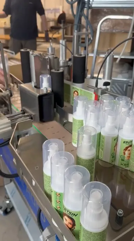 Applying a label to an ESVITSIN bottle
